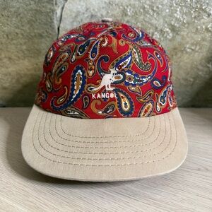 Vintage Kangol Paisley All Over Print Leather Strapback Hat Adjustable One Size